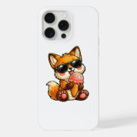 Cute Fox Eating Ice Cream With Sunglasses