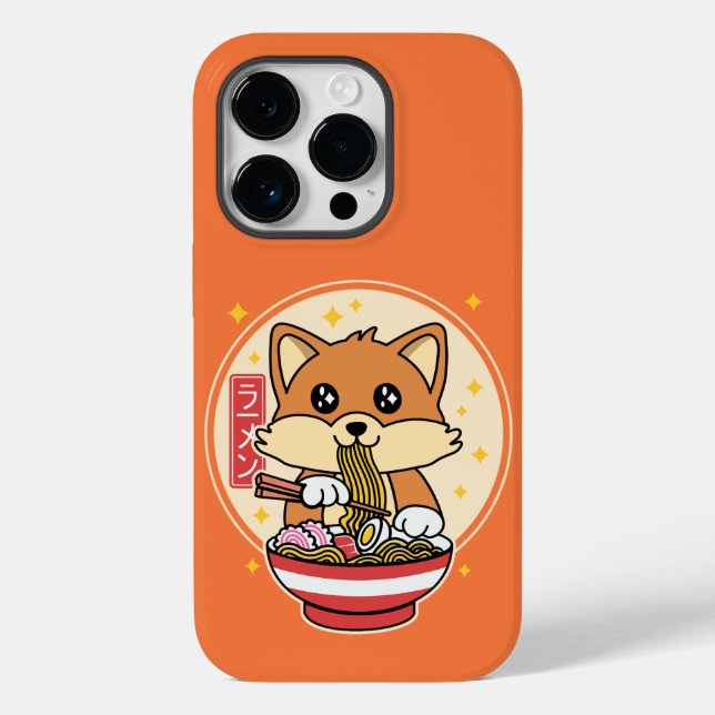 Cute Fox Eating Ramen Kawaii Japanese Food Gift Case-Mate iPhone Case (Back)