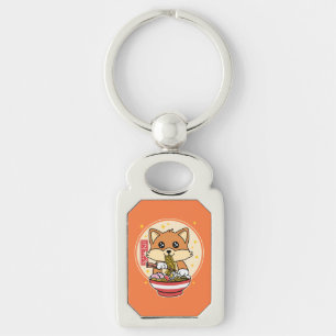 Cute Fox Eating Ramen Kawaii Japanese Food Gift Keychain