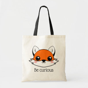 Cute Fox Face Be Curious Tote Bag