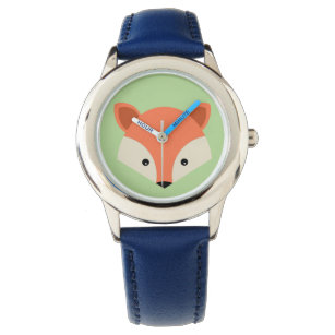Cute Fox Face on Green Background Watch
