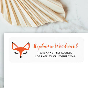 Cute Fox Face Script Return Address Label