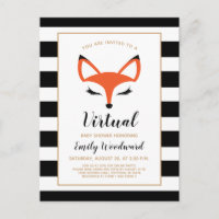 Cute Fox Face Virtual Baby Shower Invitation