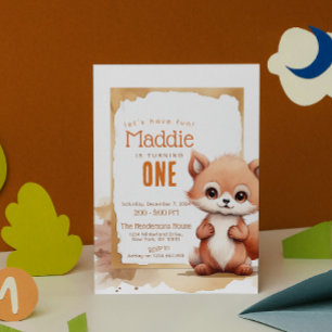 Cute Fox Fall Winter Custom Birthday Party Invitation