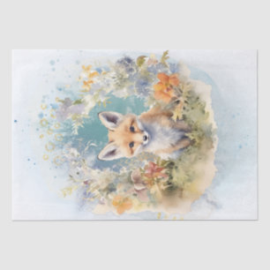 Cute Fox Floral Tissue Paper