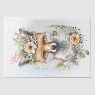 Cute Fox Floral Tissue Paper
