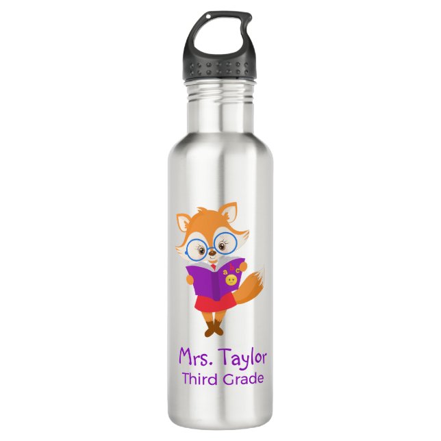 Cute fox for teacher 710 ml water bottle (Front)