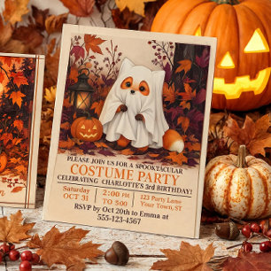 Cute Fox Ghost Costume Halloween Birthday Party Invitation