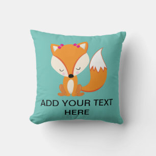 Cute fox girl custom text throw pillow