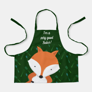 Cute Fox Green Baker Apron