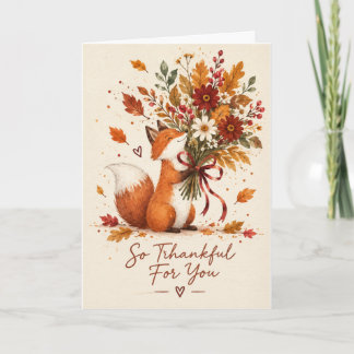 Cute Fox Happy Thanksgiving Holiday Greeting Card