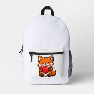Cute Fox Heart Backpack – Kawaii Fox with Red Hear
