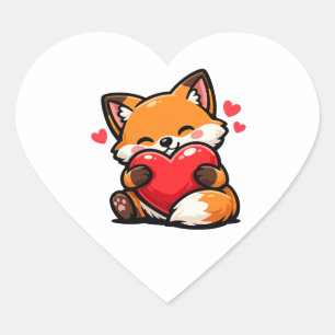 Cute Fox Hugging Heart – Kawaii Love Animal Sticker