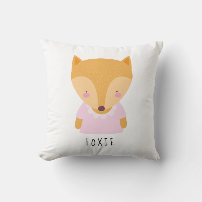 Cute Fox Illustration - Customizable Baby Throw Pillow (Front)