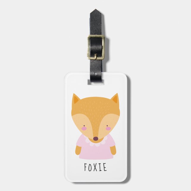 Cute Fox Illustration - Customizable Luggage Tag (Front Vertical)