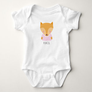 Cute Fox Illustration - Customizable Name Baby Bodysuit