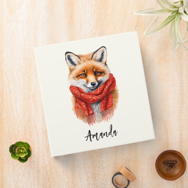 Cute Fox in a Red Scarf Autumn Image Binder (In Situ)