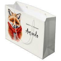 Cute Fox in a Red Scarf Autumn Image Birthday