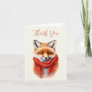 Cute Fox in a Red Scarf Autumn Image Thank You Card