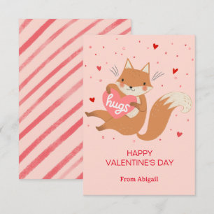 Cute Fox Kids Classroom Valentine Note Card