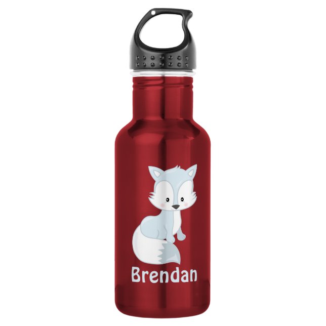 Cute Fox Kids Personalized 532 Ml Water Bottle (Front)