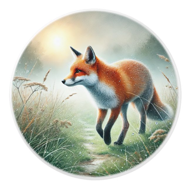 Cute fox kids room  ceramic knob (Front)