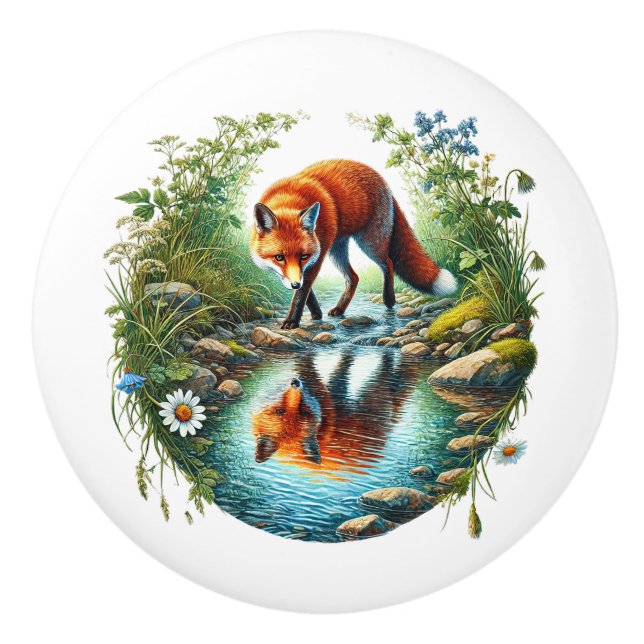 Cute fox kids room  ceramic knob (Front)