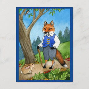 Cute fox, lapin lapin lapin carte postale