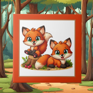 Cute fox lovers animal tile