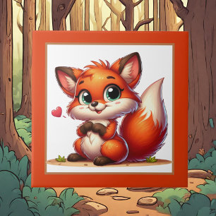 Cute fox lovers animal tile