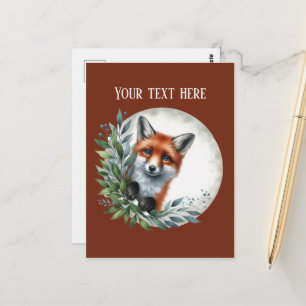 Cute fox lovers customizable postcard