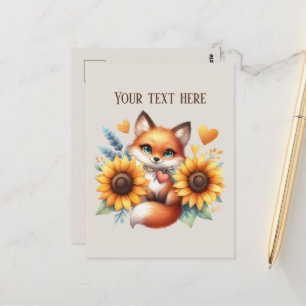Cute fox lovers customizable postcard