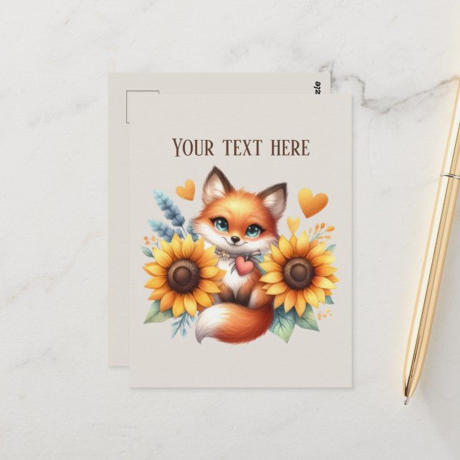 Cute fox lovers customizable postcard (Front/Back In Situ)
