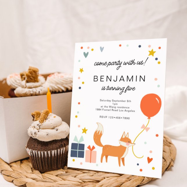 Cute Fox Modern Children's Birthday invitation (Creator Uploaded)