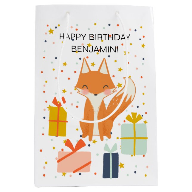 Cute Fox Modern Children's Party Gift Bag (Front)