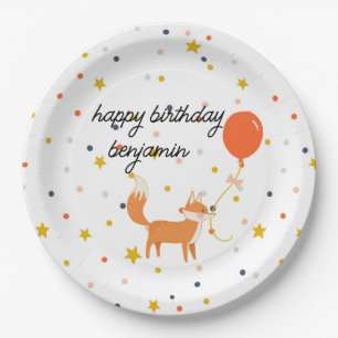 Cute Fox Modern Children's Party Paper Plate