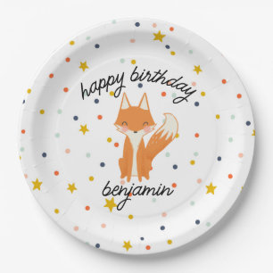 Cute Fox Modern Children's Party Paper Plates