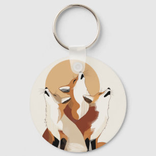 Cute Fox Pack Aesthetic Key Holder Keychain