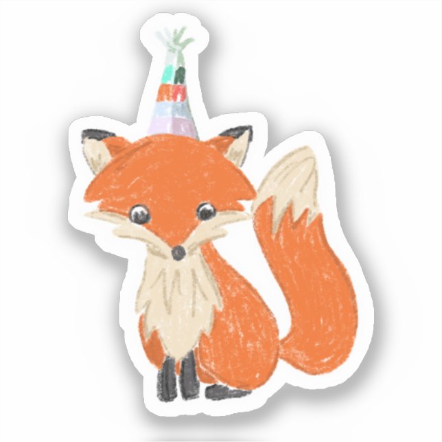 Cute Fox Party Hat Woodland Birthday (Front)