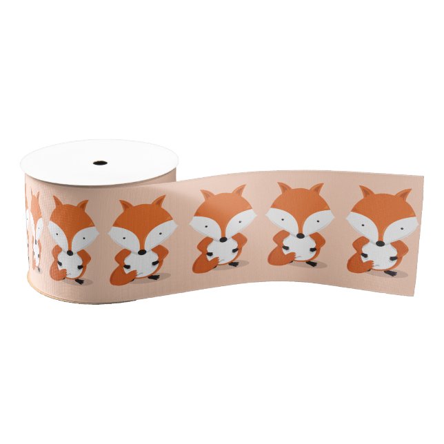 Cute Fox Pattern Animal Grosgrain Ribbon (Spool)
