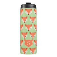 Cute Fox Pattern on Green Monogram