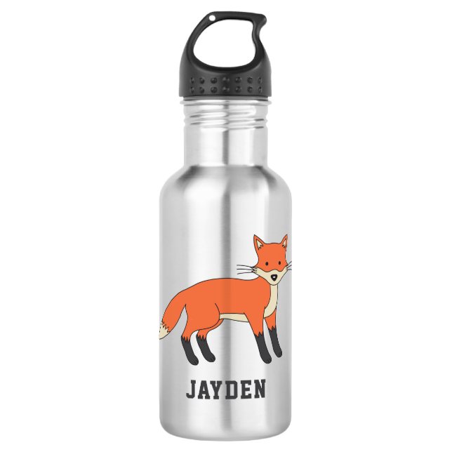 Cute Fox Personalized Custom Name Back To School 532 Ml Water Bottle (Front)