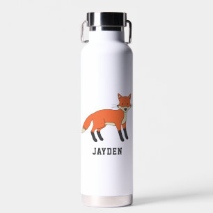 Cute Fox Personalized Custom Name Back To School Water Bottle