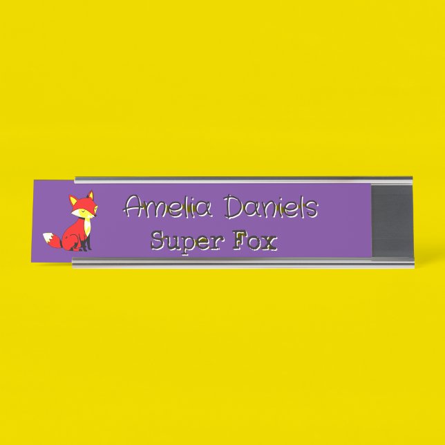 Cute Fox Personalized  Desk Name Plate (Creator Uploaded)