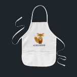 Cute Fox Personalized Kids Apron<br><div class="desc">This kids' apron for animal lovers features a cute fox illustration. Personalize it with your child's name in black letters. Makes a great apron for boys or girls!</div>