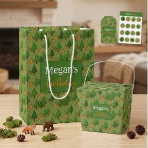 Cute Fox Personalized Name Medium Gift Bag