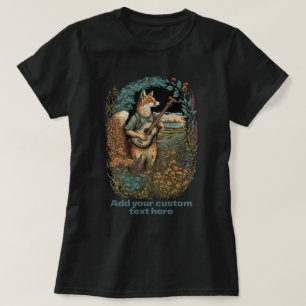 Cute Fox Playing Guitar wildflower, Fox Lovers T-Shirt