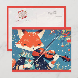 Cute Fox Playing Violin Postcard