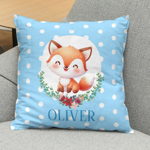 Cute Fox Polka Dot Elegant Throw Pillow