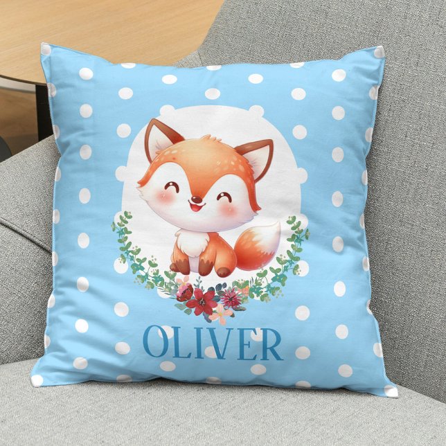 Cute Fox Polka Dot Elegant Throw Pillow (Creator Uploaded)